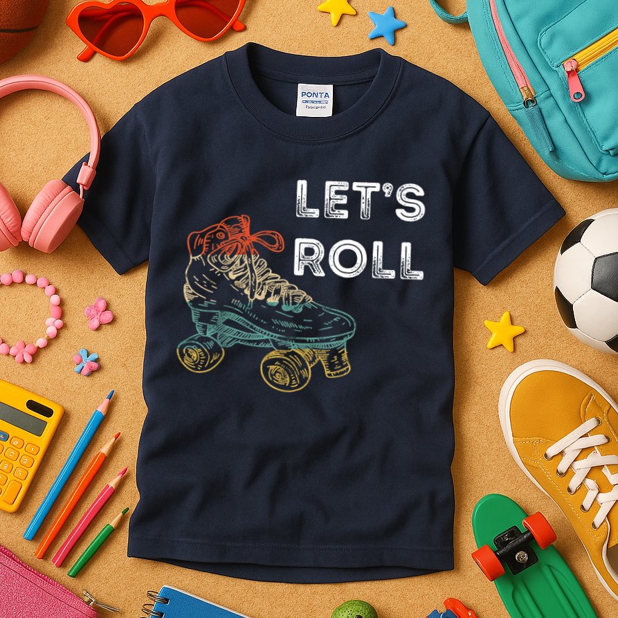 Let's Roll Roller Skating Roller Skater Skating Rink Kids T-Shirt