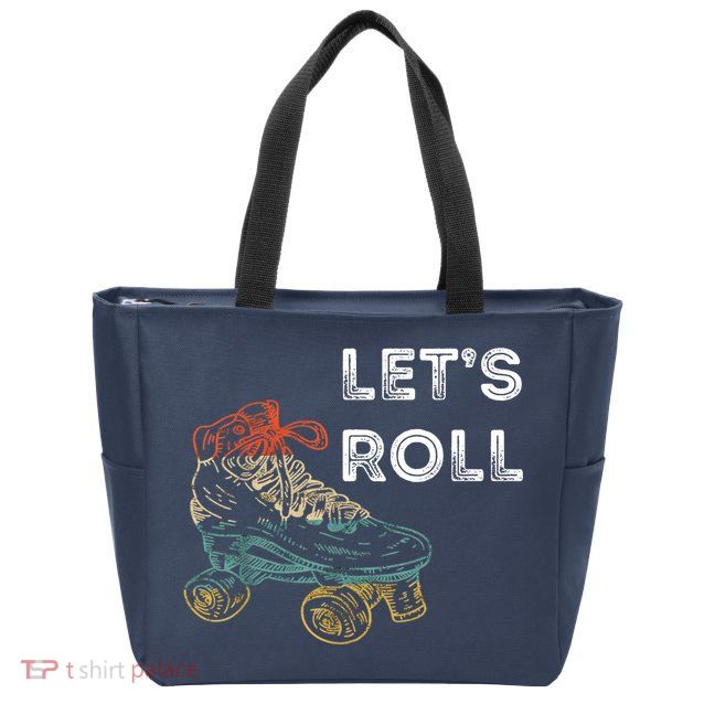 Let's Roll Roller Skating Roller Skater Skating Rink Zip Tote Bag