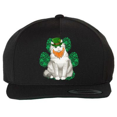 Leprechaun Ragamuffin St Patricks Day Shamrock Paw Cute Gift Wool Snapback Cap