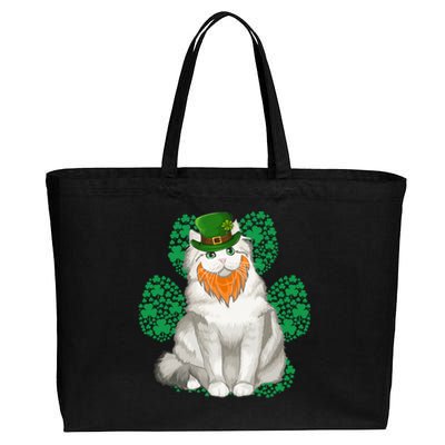 Leprechaun Ragamuffin St Patricks Day Shamrock Paw Cute Gift Cotton Canvas Jumbo Tote