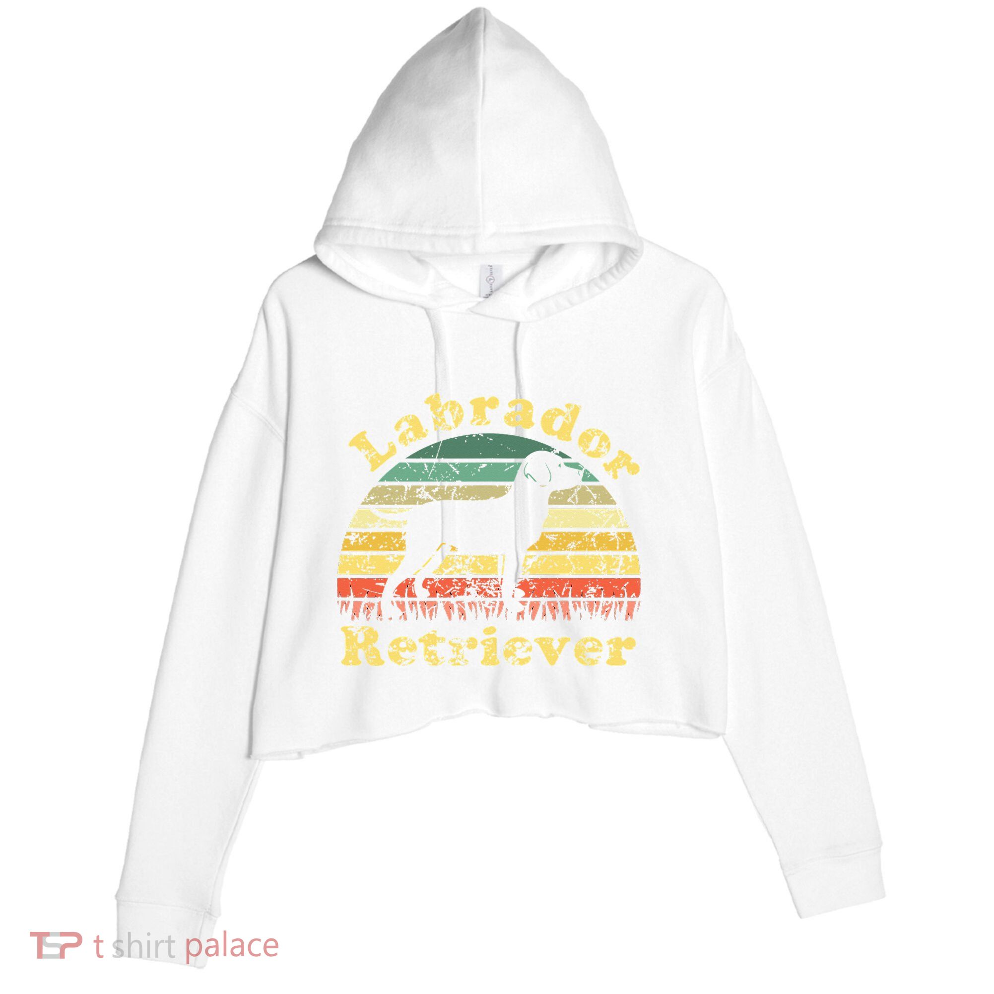 Labrador Retriever Sunset Vintage - Labrador Retriever Crop Fleece Hoodie