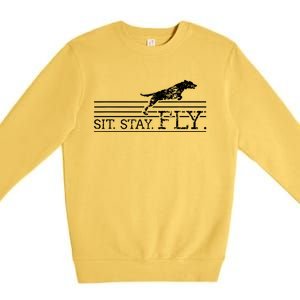 Labrador Retriever Sit Stay Fly Dock Diving Dog Breeder Premium Crewneck Sweatshirt