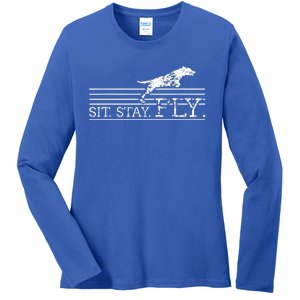 Labrador Retriever Sit Stay Fly Dock Diving Dog Breeder Ladies Long Sleeve Shirt