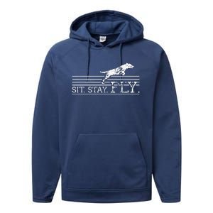 Labrador Retriever Sit Stay Fly Dock Diving Dog Breeder Performance Fleece Hoodie