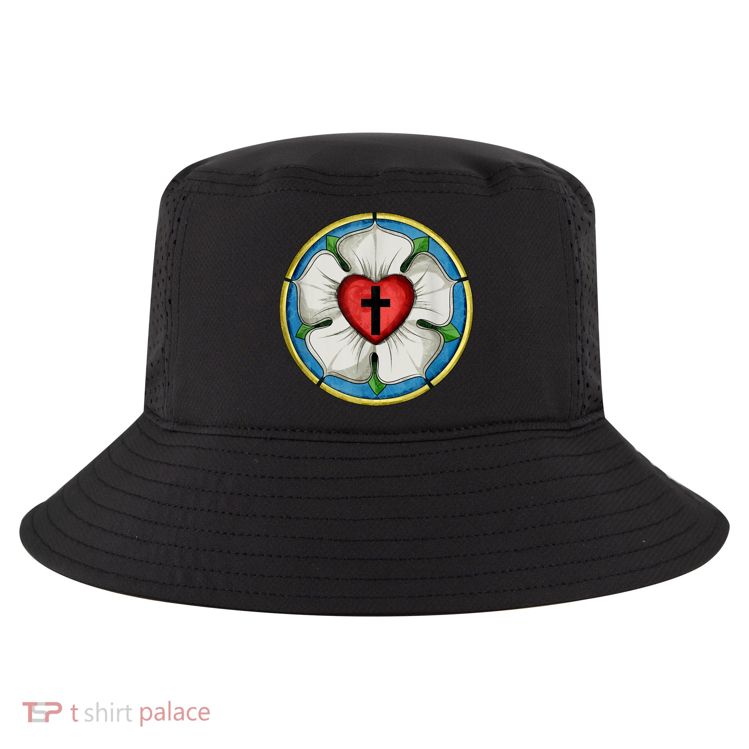 LUTHER ROSE SEAL LUTHERAN SYMBOL CHRISTIAN CROSS Cool Comfort Performance Bucket Hat