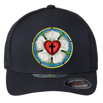 LUTHER ROSE SEAL LUTHERAN SYMBOL CHRISTIAN CROSS Flexfit Unipanel Trucker Cap