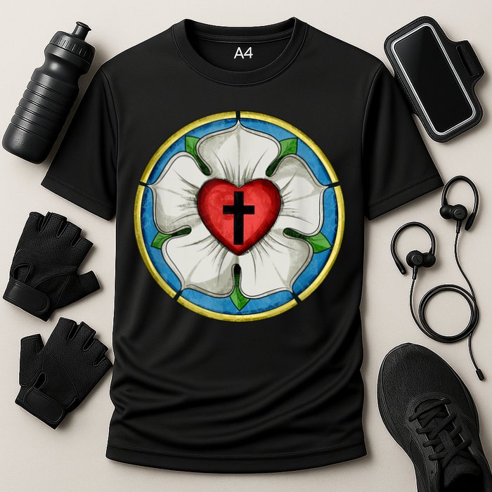 LUTHER ROSE SEAL LUTHERAN SYMBOL CHRISTIAN CROSS Cooling Performance Crew T-Shirt
