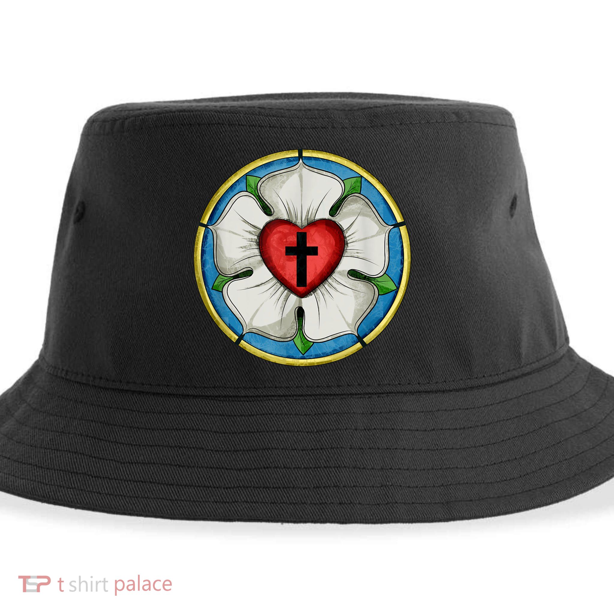 LUTHER ROSE SEAL LUTHERAN SYMBOL CHRISTIAN CROSS Sustainable Bucket Hat