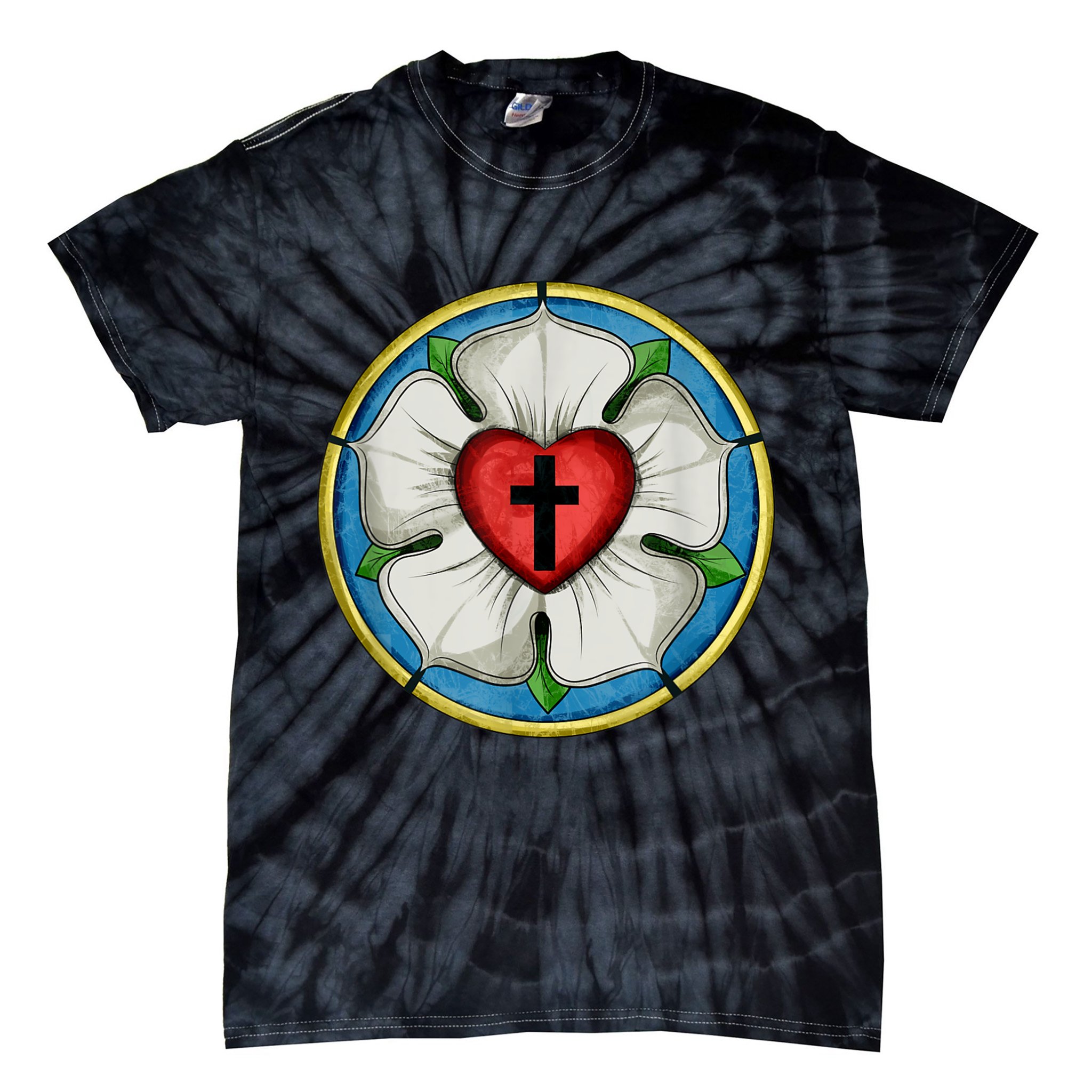 LUTHER ROSE SEAL LUTHERAN SYMBOL CHRISTIAN CROSS Tie-Dye T-Shirt