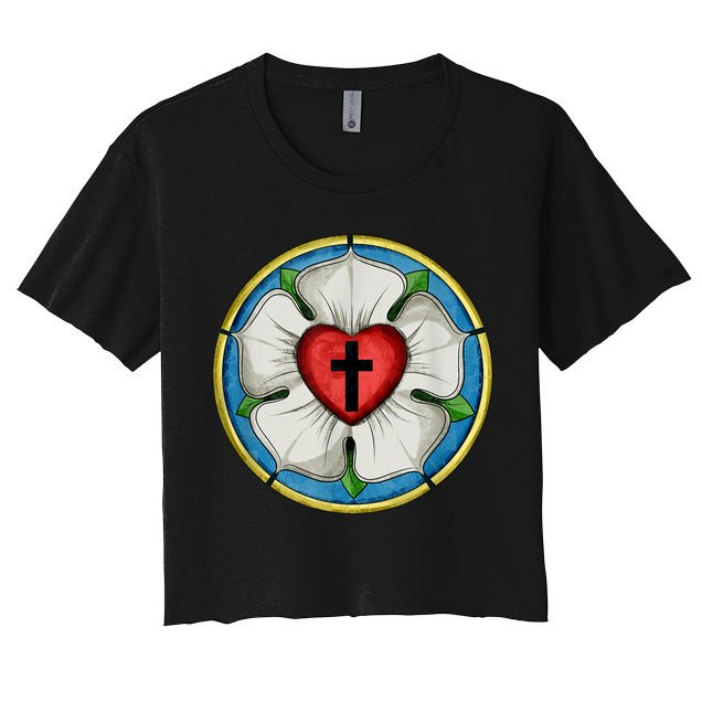 LUTHER ROSE SEAL LUTHERAN SYMBOL CHRISTIAN CROSS Crop Top