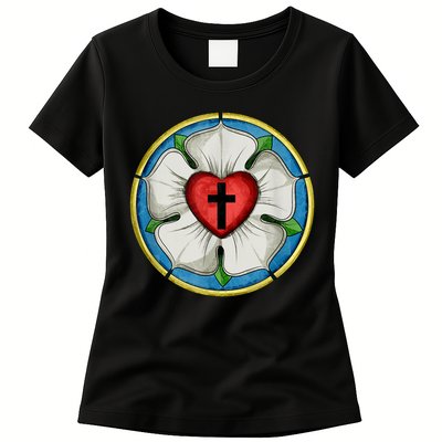 LUTHER ROSE SEAL LUTHERAN SYMBOL CHRISTIAN CROSS Womens T-Shirt