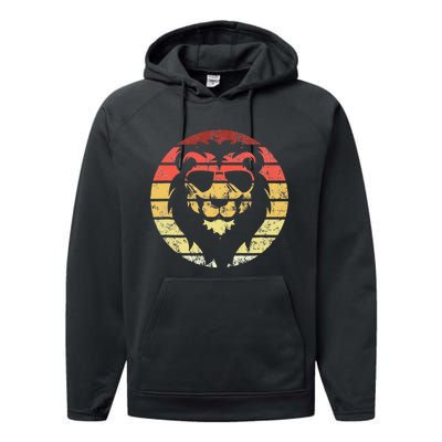 Lion Retro Style Vintage Performance Fleece Hoodie