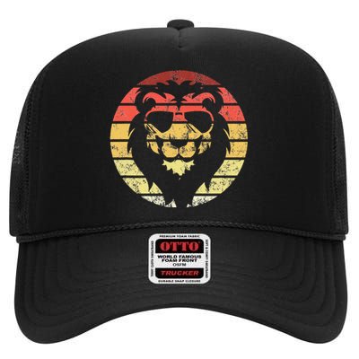 Lion Retro Style Vintage High Crown Mesh Back Trucker Hat