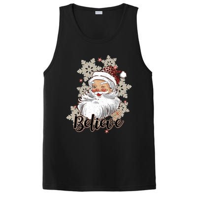 Leopard Retro Santa Claus Snowflake Cookie Believe Christmas Funny Gift PosiCharge Competitor Tank