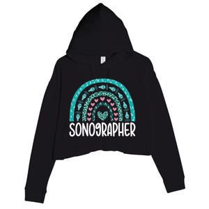 Leopard Rainbow Sonographer Ultrasound Tech Sonography Cute Gift Crop Fleece Hoodie