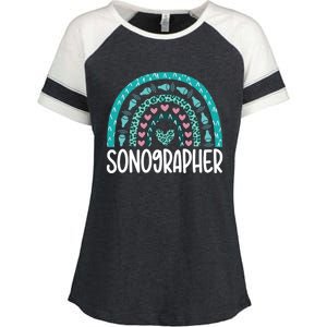 Leopard Rainbow Sonographer Ultrasound Tech Sonography Cute Gift Enza Ladies Jersey Colorblock Tee