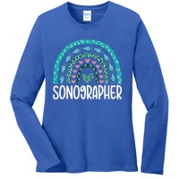 Leopard Rainbow Sonographer Ultrasound Tech Sonography Cute Gift Ladies Long Sleeve Shirt