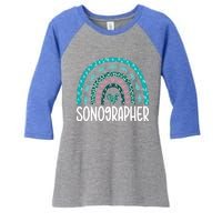 Leopard Rainbow Sonographer Ultrasound Tech Sonography Cute Gift Women's Tri-Blend 3/4-Sleeve Raglan Shirt