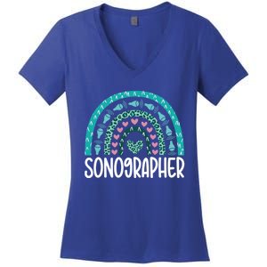 Leopard Rainbow Sonographer Ultrasound Tech Sonography Cute Gift Women's V-Neck T-Shirt