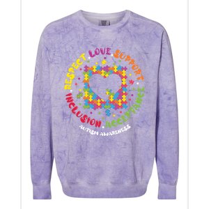 Love Respect Support Inclusion Acceptance Autism Awareness Gift Colorblast Crewneck Sweatshirt