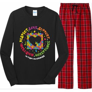 Love Respect Support Inclusion Acceptance Autism Awareness Gift Long Sleeve Pajama Set