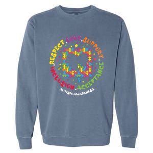 Love Respect Support Inclusion Acceptance Autism Awareness Gift Garment-Dyed Sweatshirt