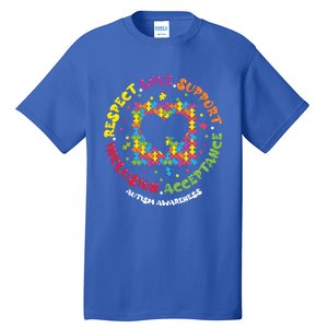 Love Respect Support Inclusion Acceptance Autism Awareness Gift Tall T-Shirt