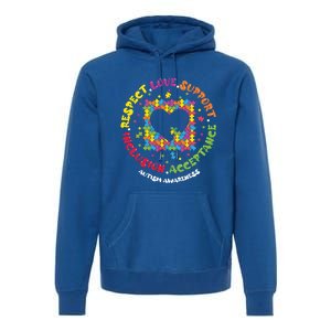 Love Respect Support Inclusion Acceptance Autism Awareness Gift Premium Hoodie