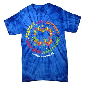 Love Respect Support Inclusion Acceptance Autism Awareness Gift Tie-Dye T-Shirt