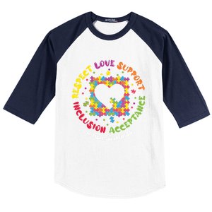 Love Respect Support Inclusion Acceptance Autism Awareness Gift Baseball Sleeve Shirt