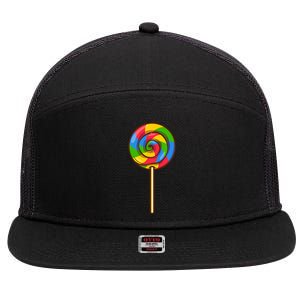 Lollipop Rainbow Sucker Candy Halloween Costume Lazy Gift 7 Panel Mesh Trucker Snapback Hat