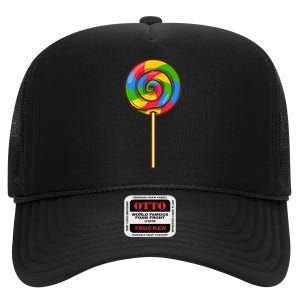 Lollipop Rainbow Sucker Candy Halloween Costume Lazy Gift High Crown Mesh Back Trucker Hat