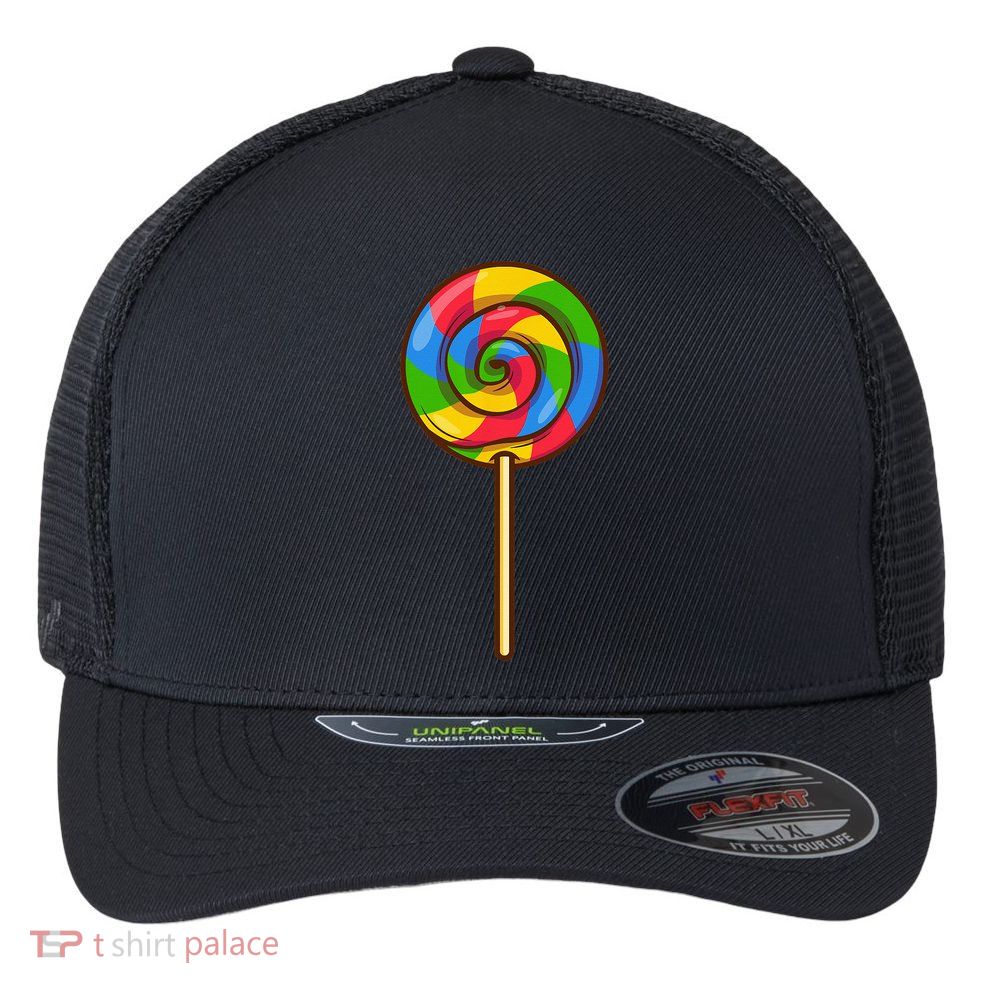 Lollipop Rainbow Sucker Candy Halloween Costume Lazy Gift Flexfit Unipanel Trucker Cap