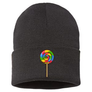 Lollipop Rainbow Sucker Candy Halloween Costume Lazy Gift Sustainable Knit Beanie