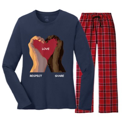 Love Respect Share Women's Long Sleeve Flannel Pajama Set 