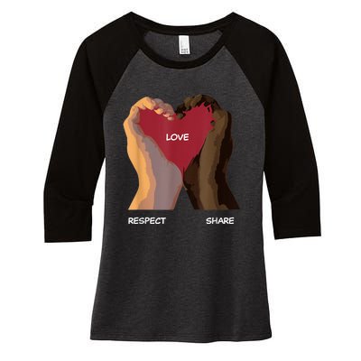 Love Respect Share Women's Tri-Blend 3/4-Sleeve Raglan Shirt