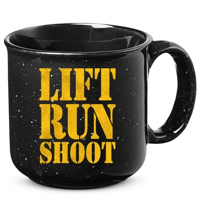 Lift Run Shoot Military Police Operator Fitness Gym Day Gift 15oz Campfire Ceramic Mug