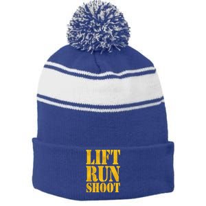 Lift Run Shoot Military Police Operator Fitness Gym Day Gift Stripe Pom Pom Beanie