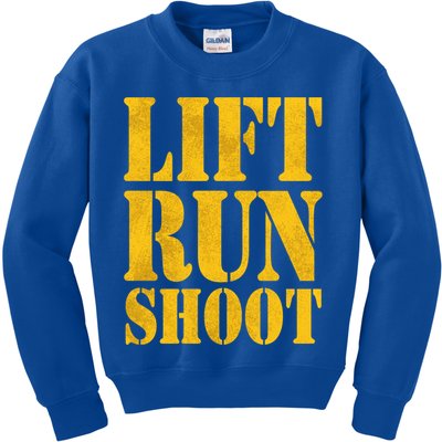 Lift Run Shoot Military Police Operator Fitness Gym Day Gift Kids Sweatshirt