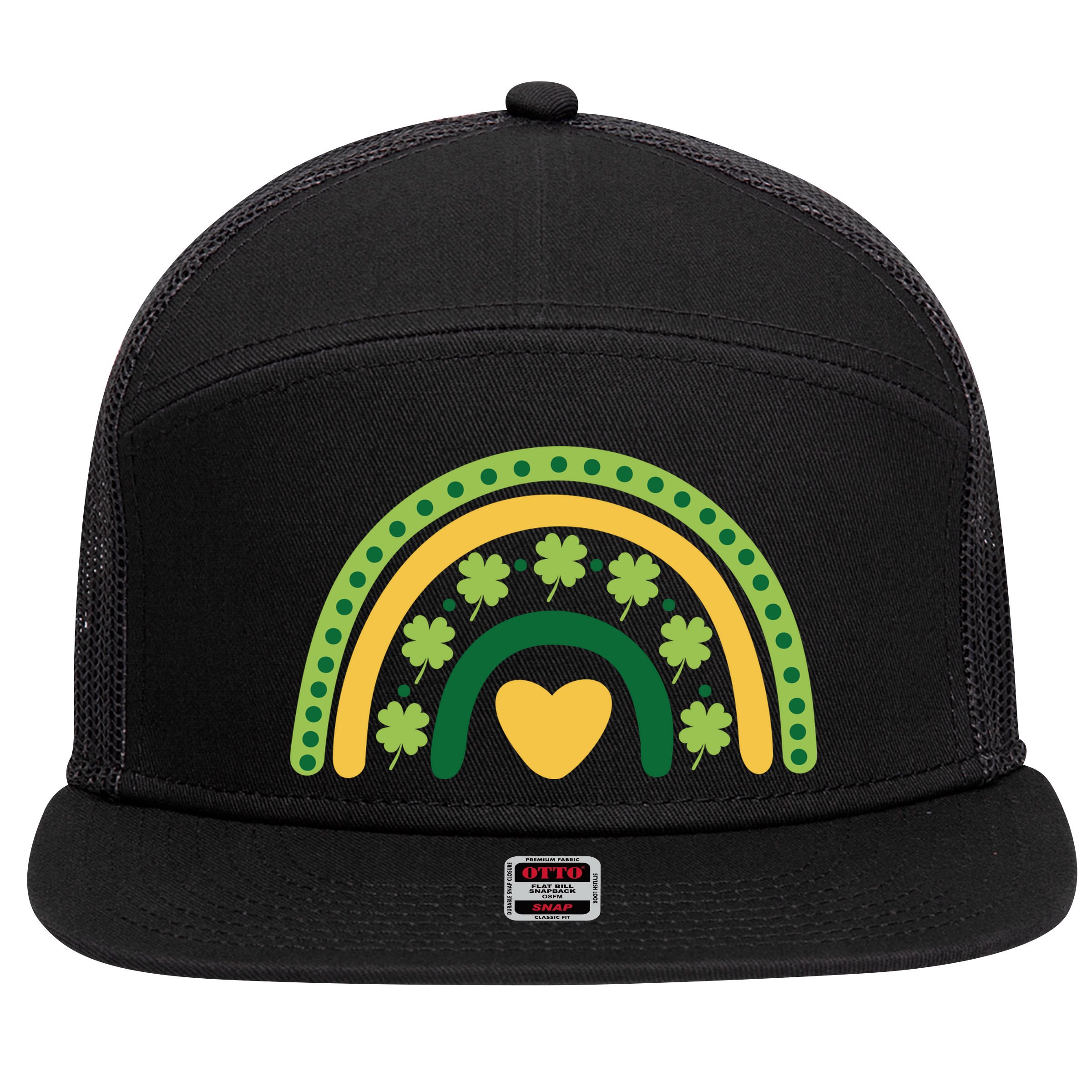 Lucky Rainbow St Patrick's Day 7 Panel Mesh Trucker Snapback Hat