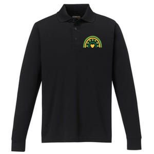 Lucky Rainbow St Patrick's Day Performance Long Sleeve Polo