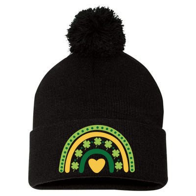 Lucky Rainbow St Patrick's Day Pom Pom 12in Knit Beanie