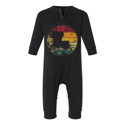 Louisiana Retro Style Vintage Distressed 70s 80s 90s Gift Infant Fleece One Piece