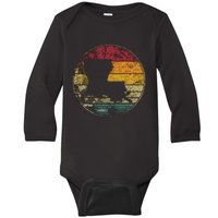 Louisiana Retro Style Vintage Distressed 70s 80s 90s Gift Baby Long Sleeve Bodysuit