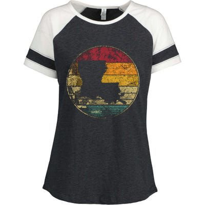 Louisiana Retro Style Vintage Distressed 70s 80s 90s Gift Enza Ladies Jersey Colorblock Tee