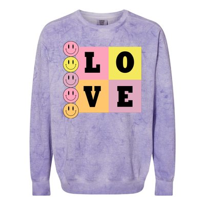 Love Retro Smile Face Cute Gift Colorblast Crewneck Sweatshirt