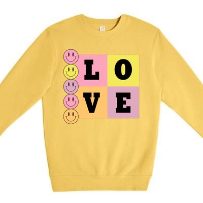 Love Retro Smile Face Cute Gift Premium Crewneck Sweatshirt