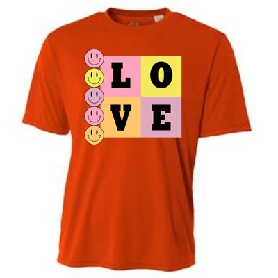 Love Retro Smile Face Cute Gift Cooling Performance Crew T-Shirt