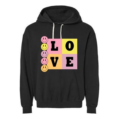 Love Retro Smile Face Cute Gift Garment-Dyed Fleece Hoodie