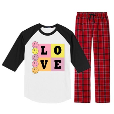 Love Retro Smile Face Cute Gift Raglan Sleeve Pajama Set